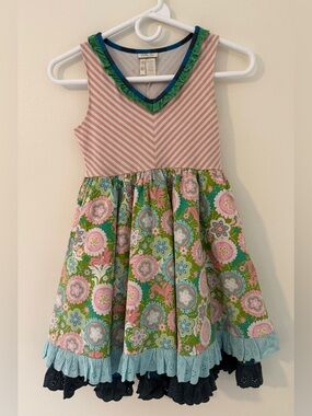Matilda Jane Floral/Striped Sleeveless Dress Sz 10